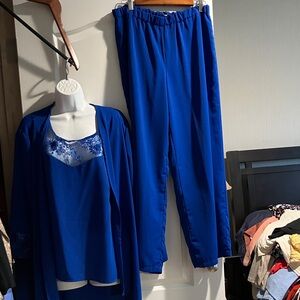 Elegant Blue 3 piece Women's pantsuit Set